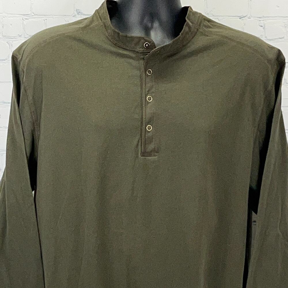 Roundtree & Yorke Henley T Shirt Long Sleeve Weathered Green Mens LT Large Tall
